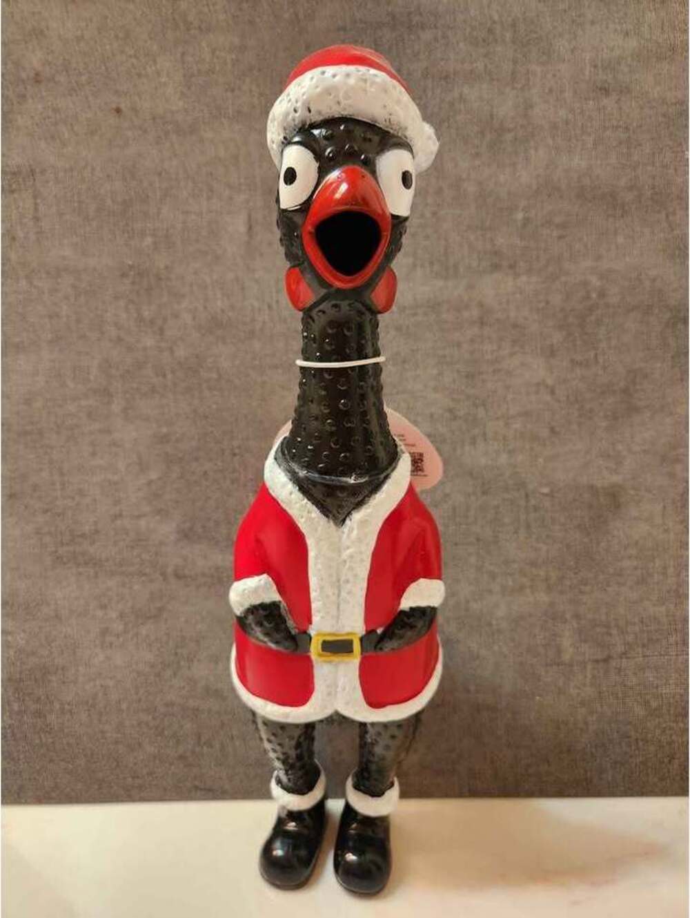 Squeeze Me Christmas Chicken Rubber Toy